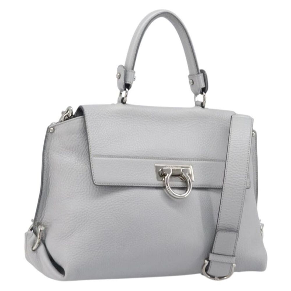 Salvatore Ferragamo Sofia Satchel Leather Gray Leather Handbag